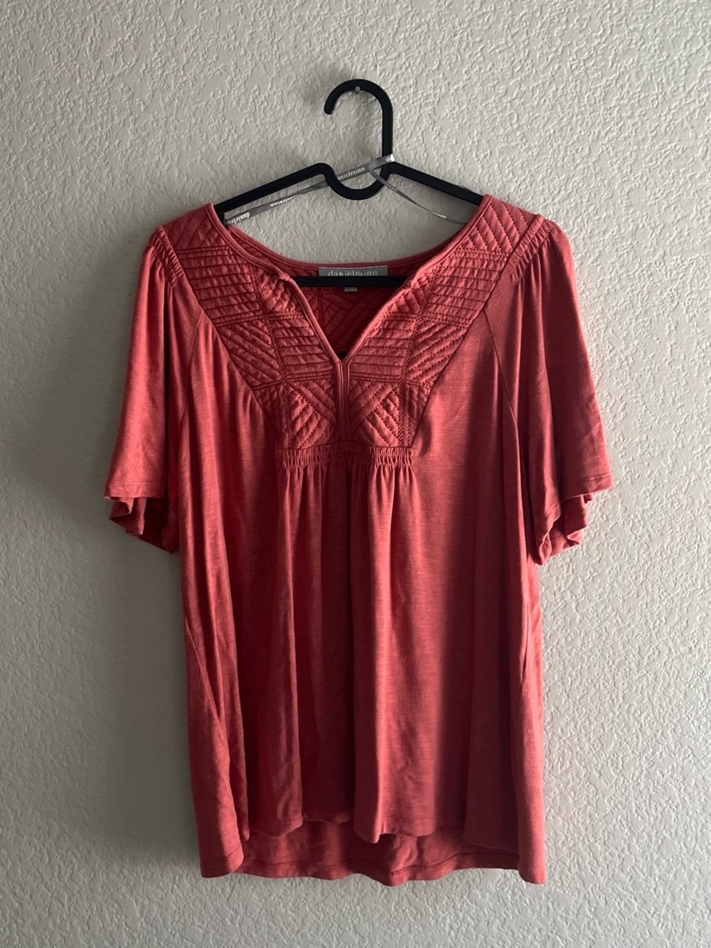 Women's Coral Pintuck V-Neck Blouse